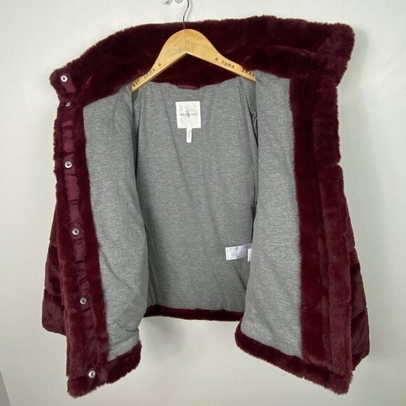 Avec Les Filles Faux Fur Puffer Jacket Burgundy Wine Size XS‎ Nordstrom Coat NEW - Picture 3 of 15